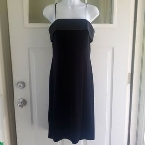 Alex Evenings Black Satin and Velvet Midi Dress - Sz 6